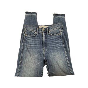 AYR The Riser Skinny Jeans Sz 26 Womens Blue Raw Release Hem Stretchy